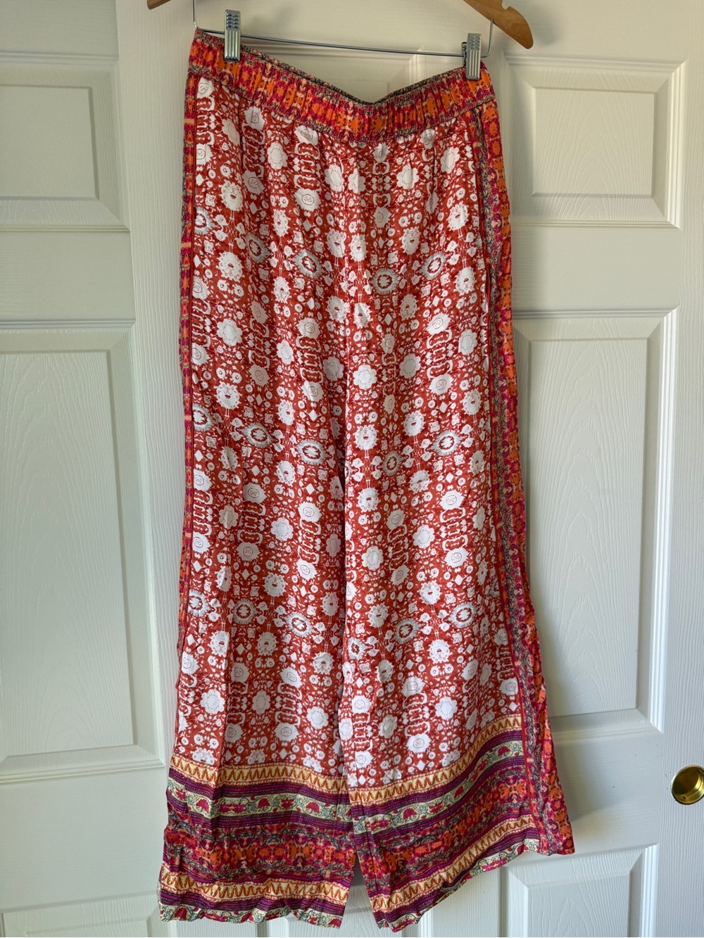 NWT  Anthropologie Red Floral Maxi Skirt with Border Print